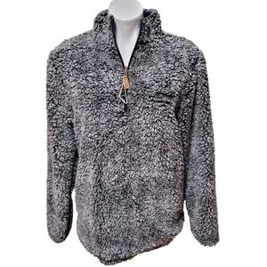 USA Palm XS Pullover Jacket Gray Sherpa Quarter Zip Fleece Lined Women revisible